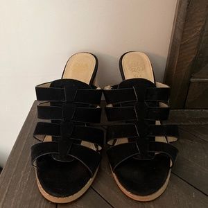 GC Shoes Black Suede Block Heel Sandals